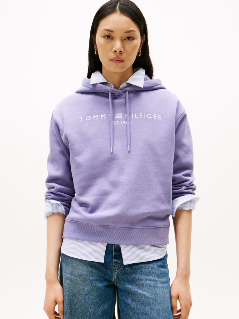 Purple Logo Embroidery Hoody  Women