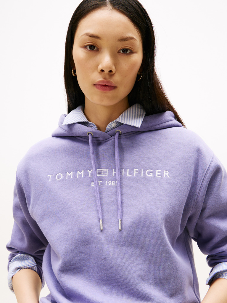 Purple Logo Embroidery Hoody  Women