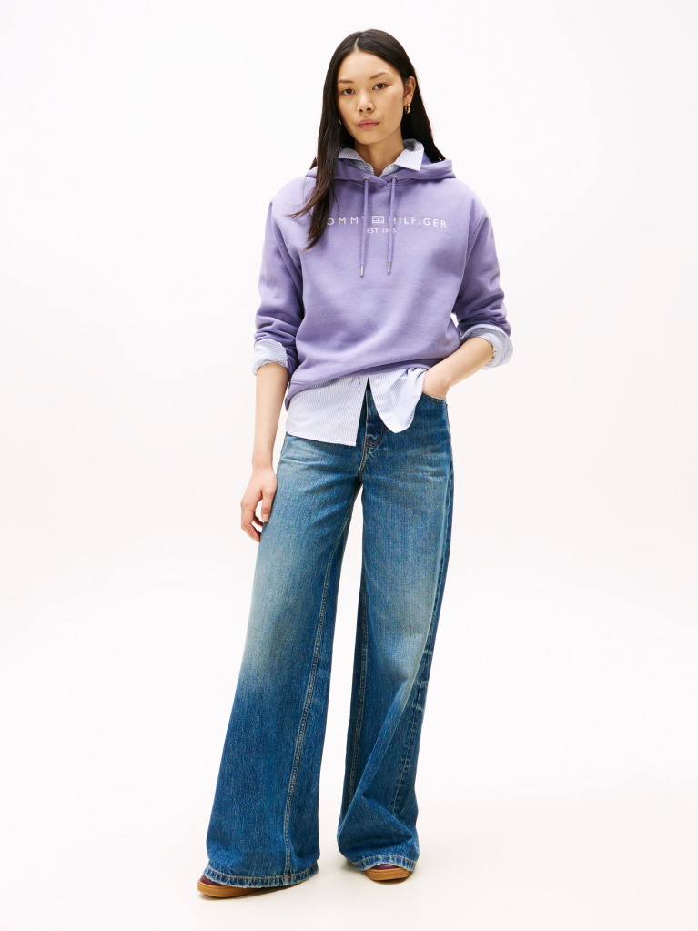 Purple Logo Embroidery Hoody  Women