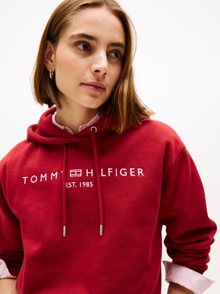 Red Logo Embroidery Hoody  Women