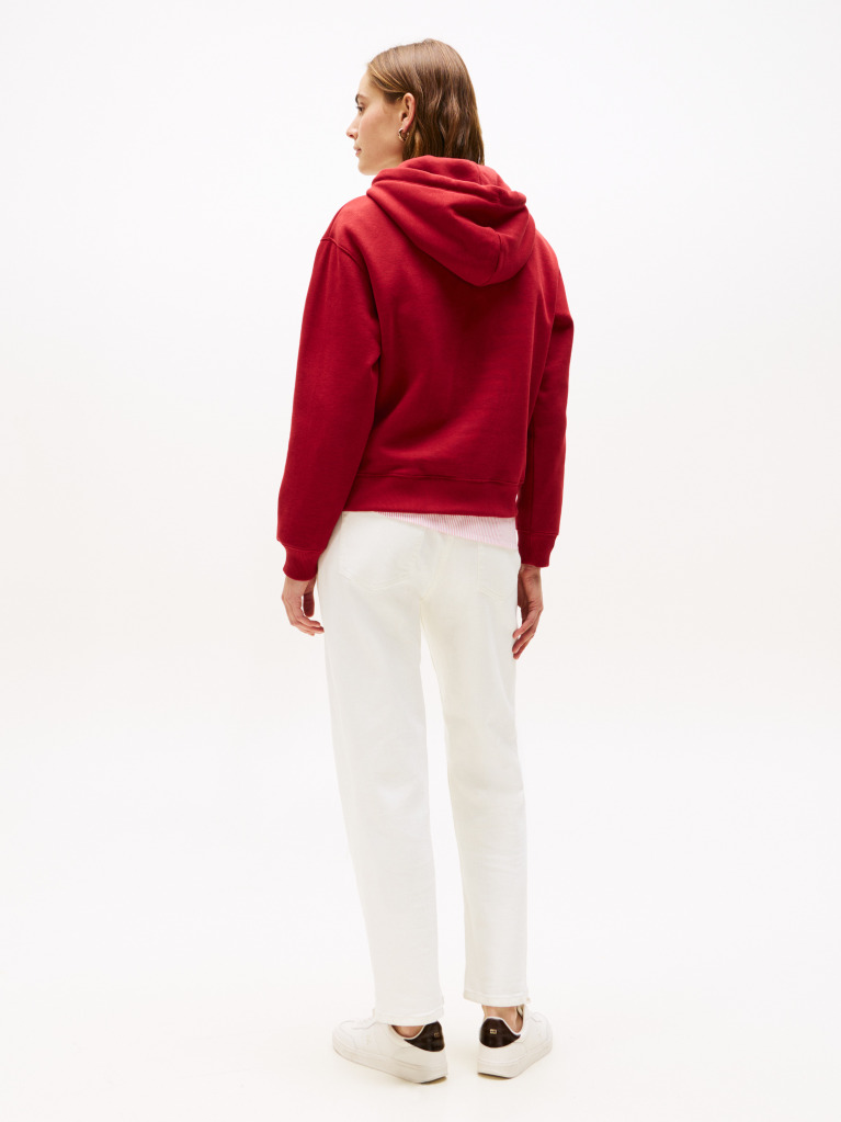 Red Logo Embroidery Hoody  Women
