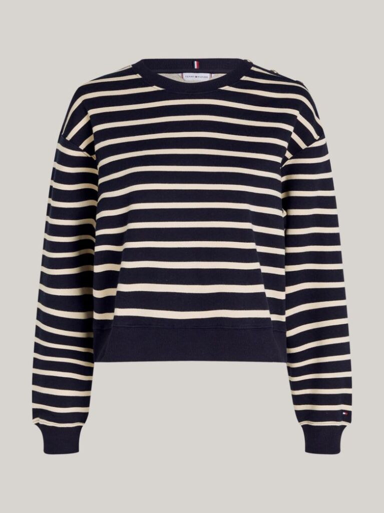 Multi Shoulder Button Crew Neck Sweatshirt  Women
