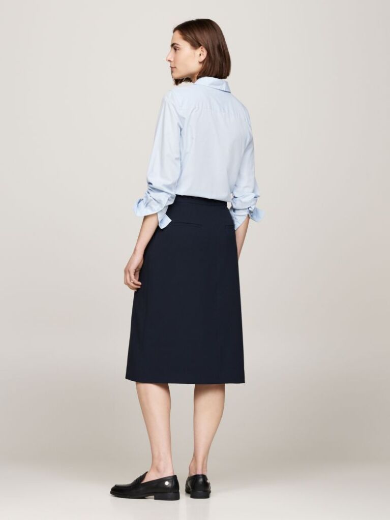 Multi Embossed Button Twill Midi Skirt  Women