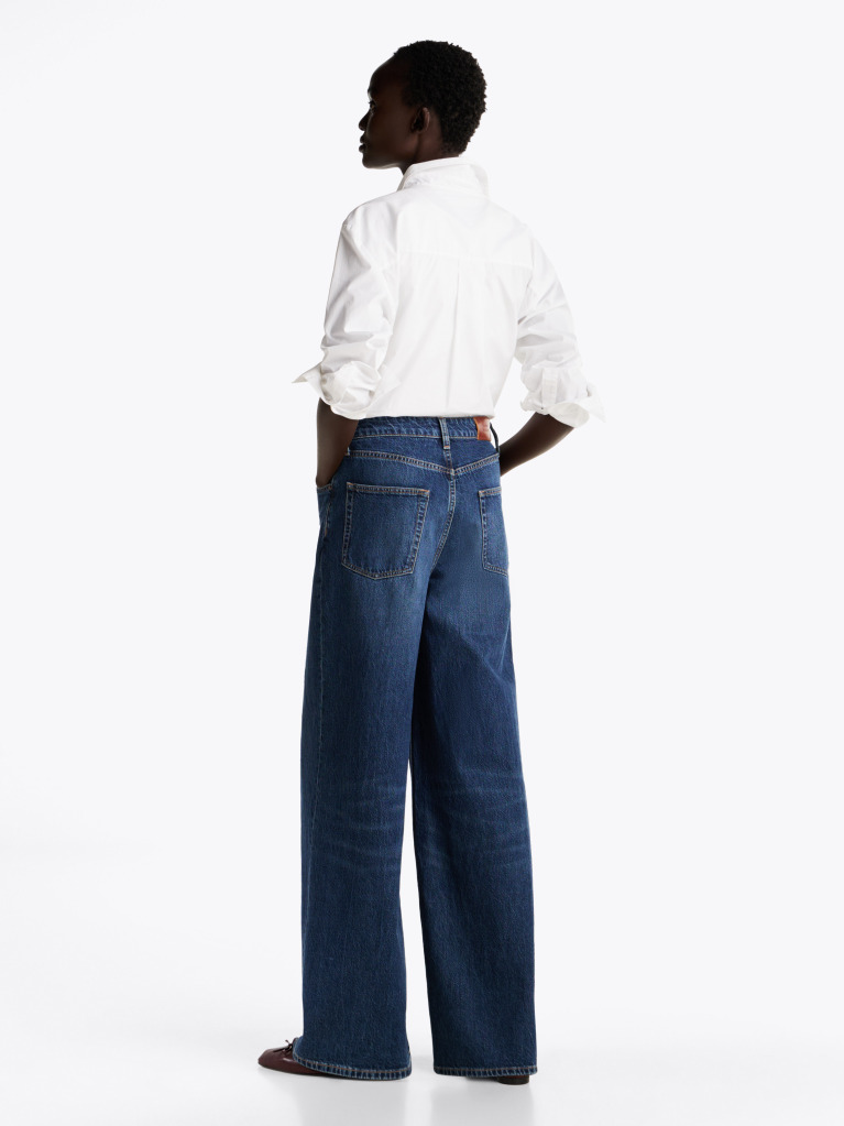 Blue Faded High Rise Wide Leg Jeans  Women