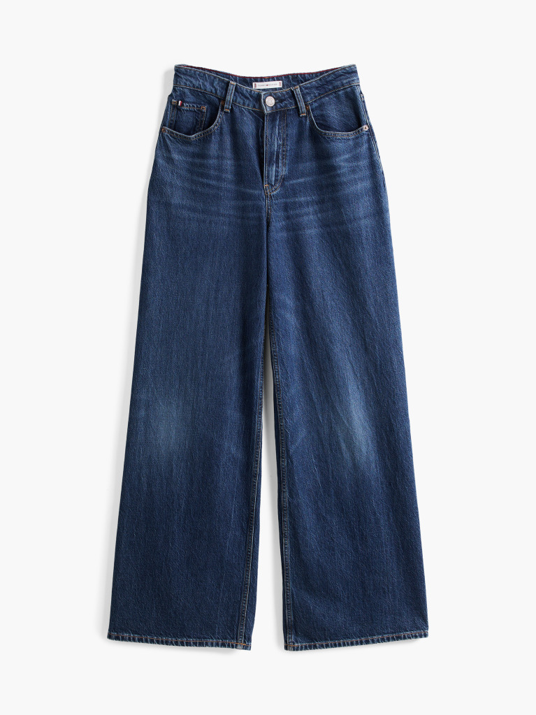 Blue Faded High Rise Wide Leg Jeans  Women