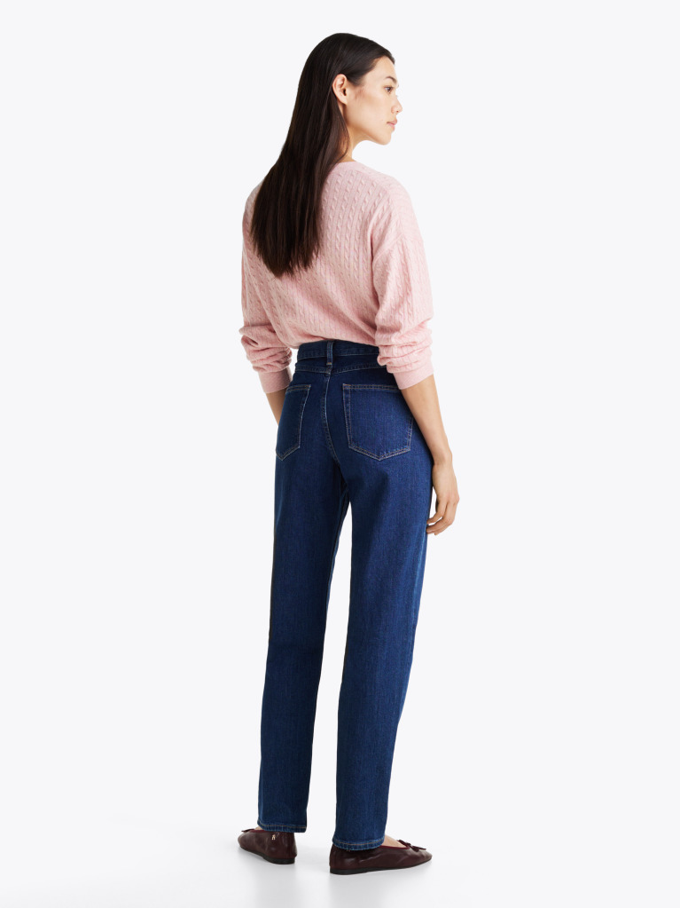 Blue Mid Rise Straight Leg Jeans  Women