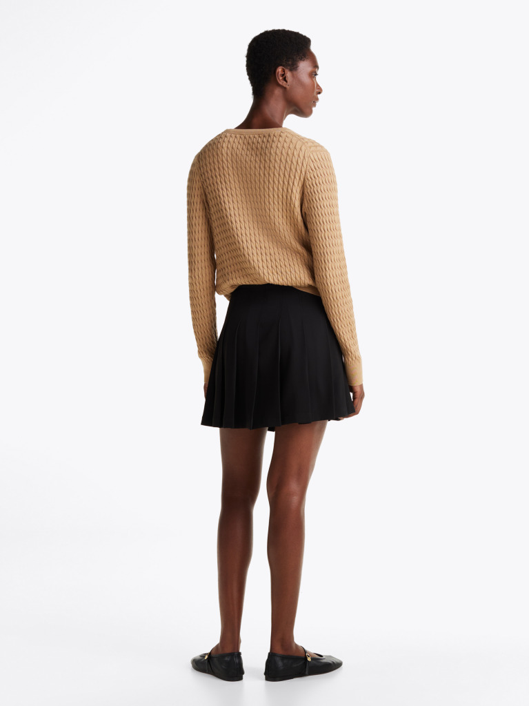 Black Pleated Mini Skirt  Women