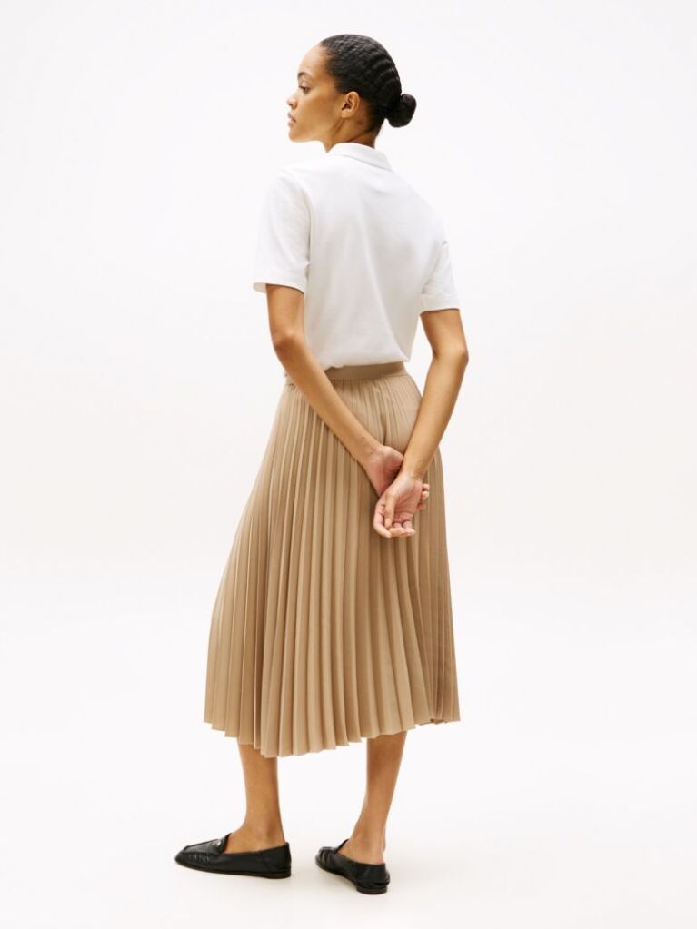 Beige Pleated Midi Skirt  Women