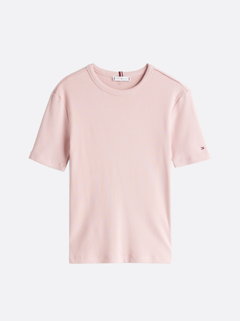 Pink Ribbed Slim T-Shirt  Women