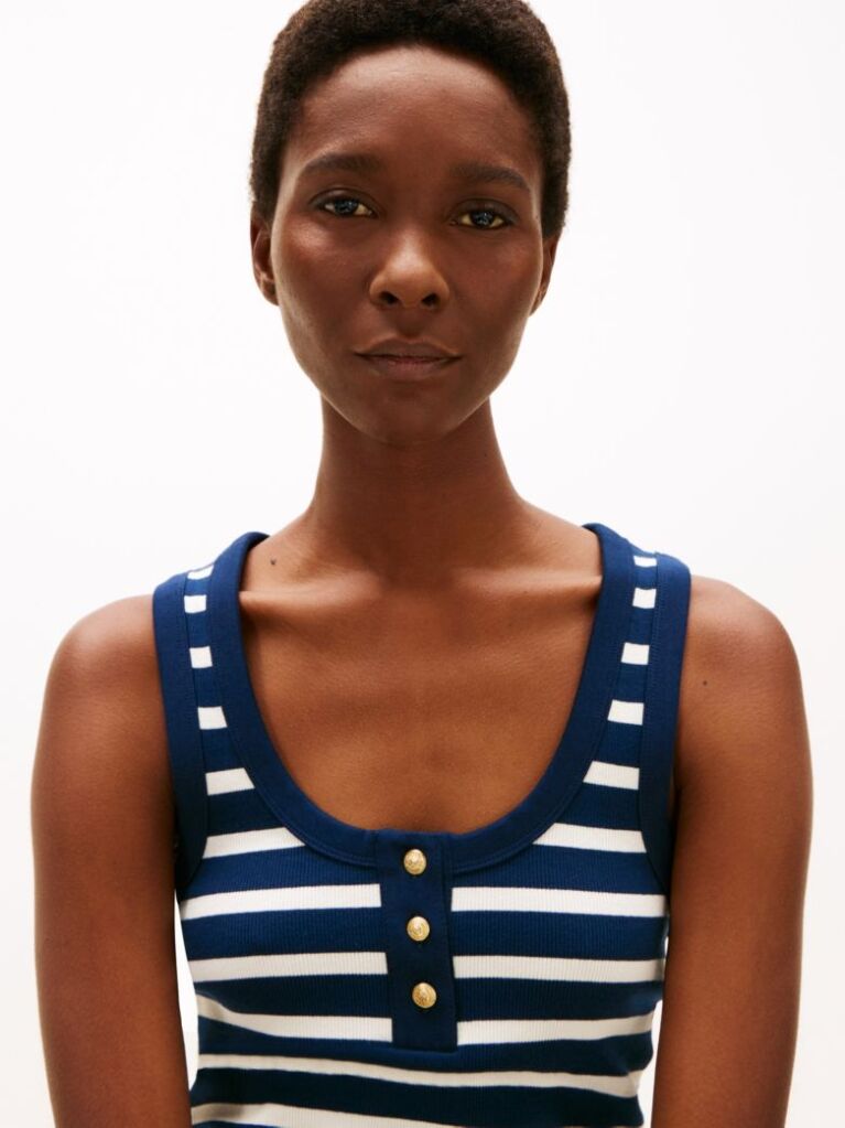 Multi Henley Slim Tank Top  Women