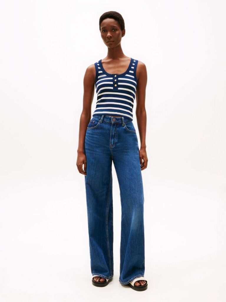 Multi Henley Slim Tank Top  Women