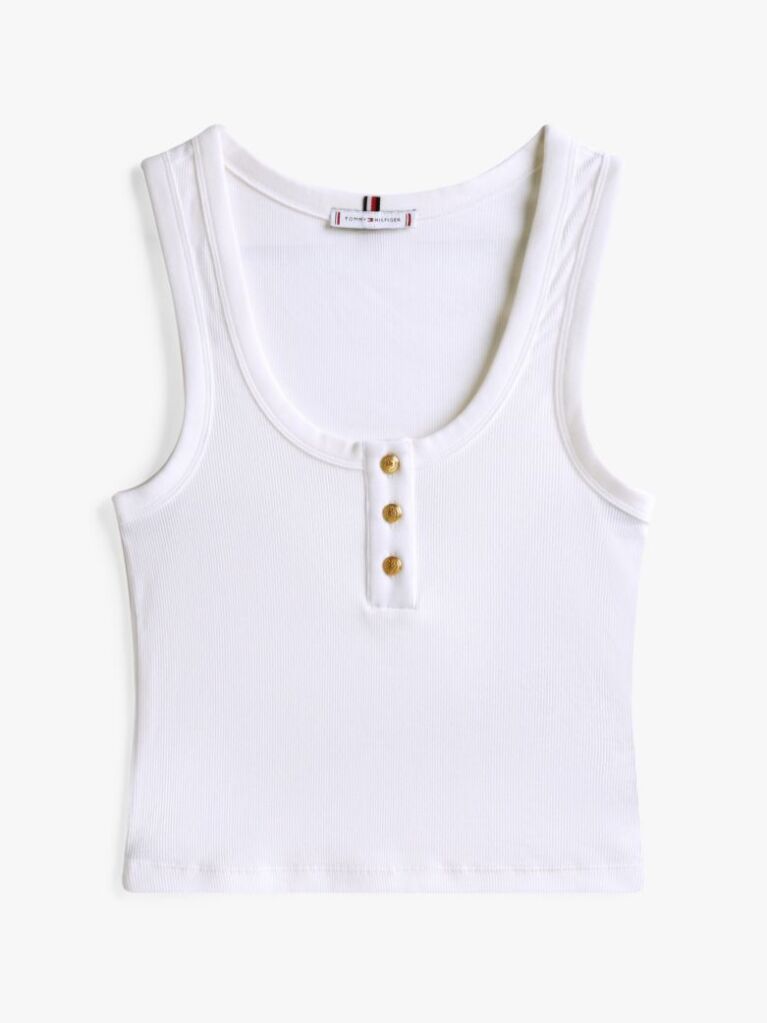 White Henley Slim Tank Top  Women