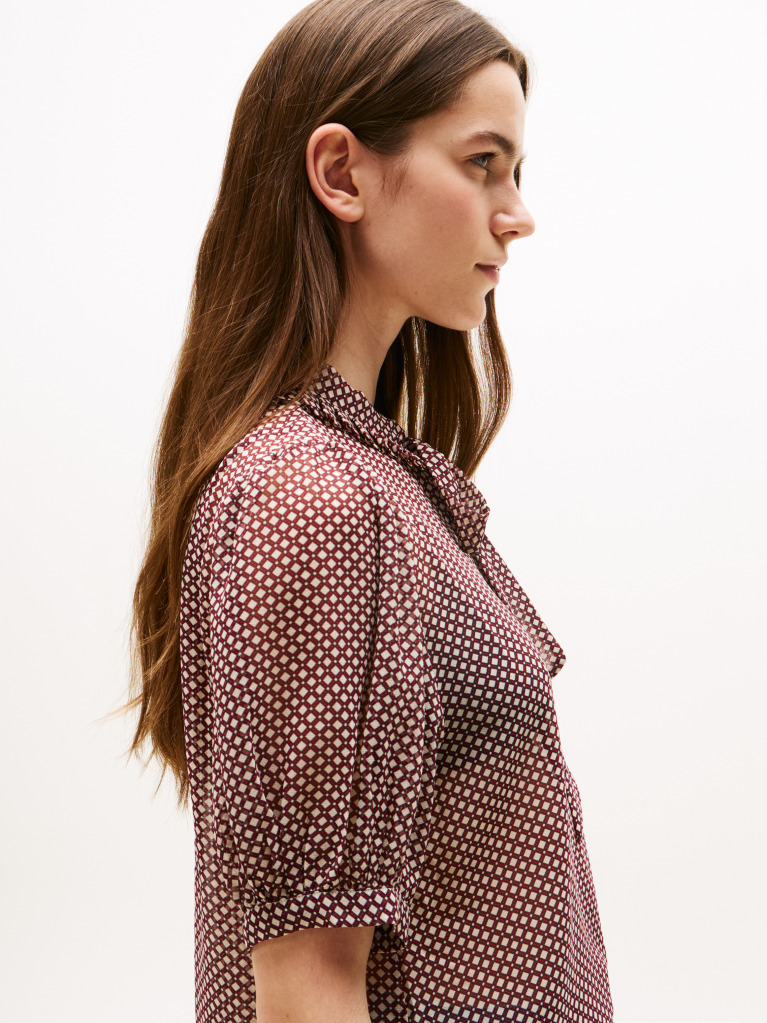 Multi Print Sheer Short Sleeve Blouse  Women