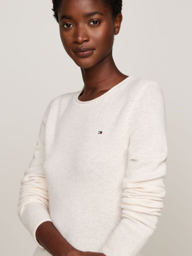 White Pure Wool Mini Jumper Dress  Women