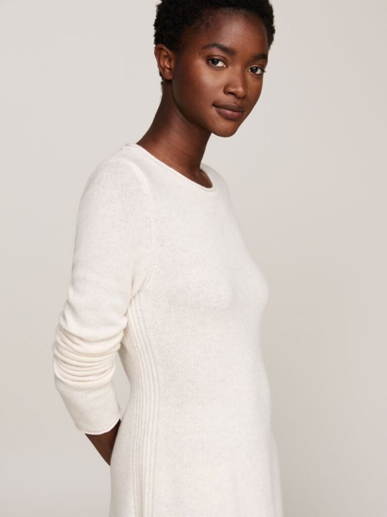 White Pure Wool Mini Jumper Dress  Women