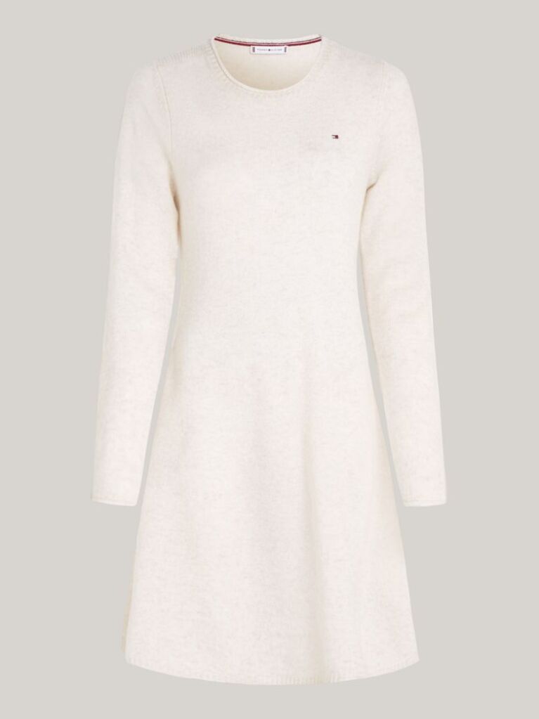 White Pure Wool Mini Jumper Dress  Women