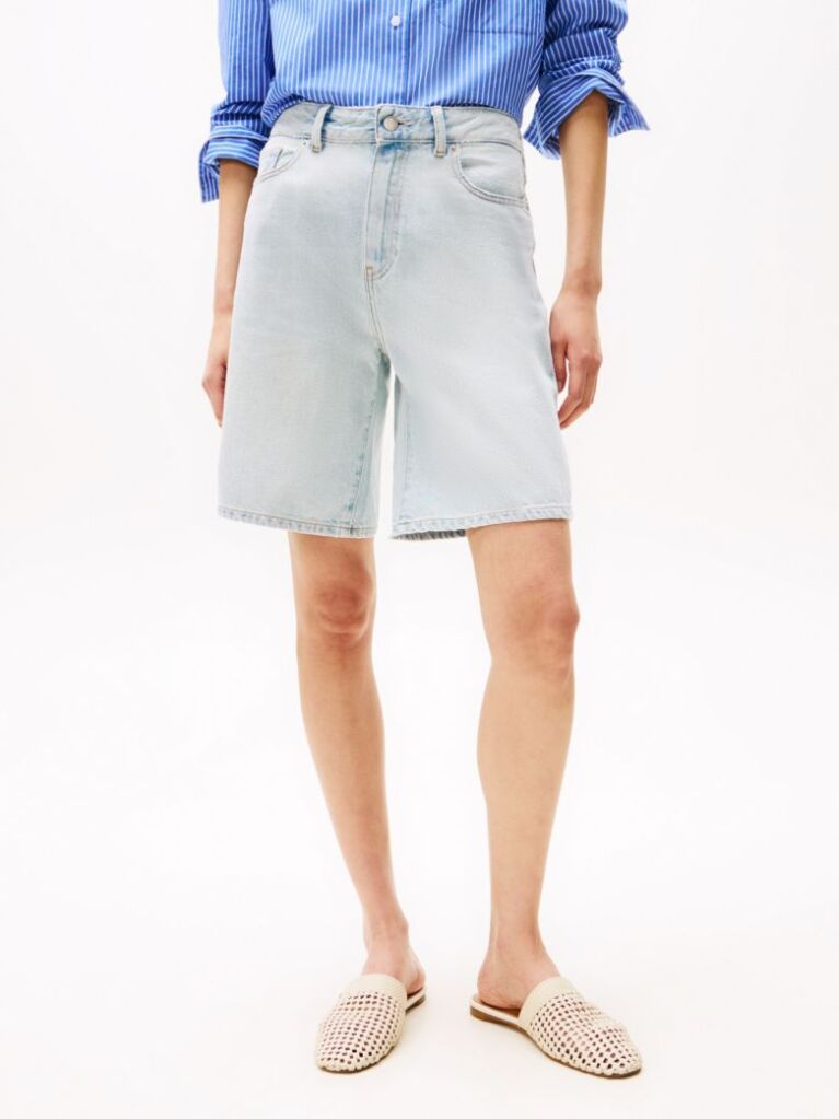 Μπλε Άνετη Denim Βερμούδα  Γυναίκες