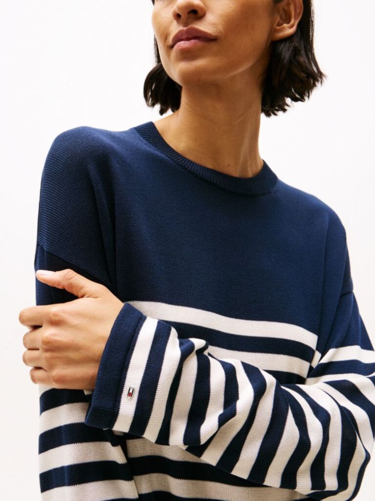 Multi Relaxed Crew Neck Jumper With Silk  Women