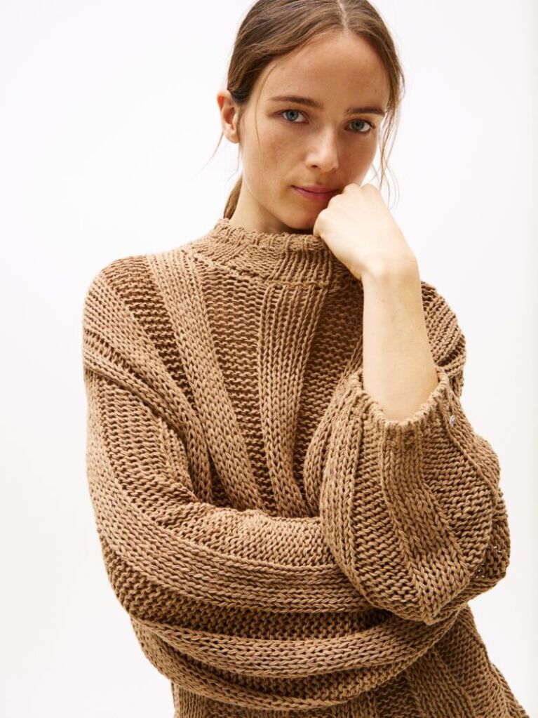Brown Oversized Mock Neck Jumper  Women