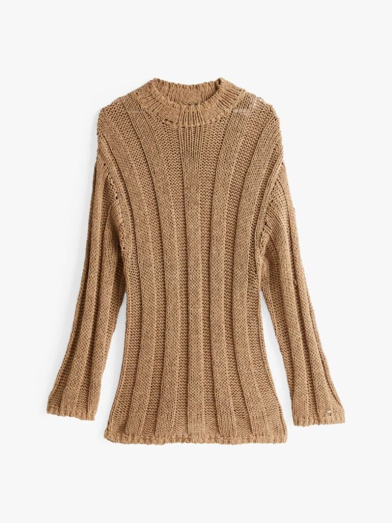Brown Oversized Mock Neck Jumper  Women