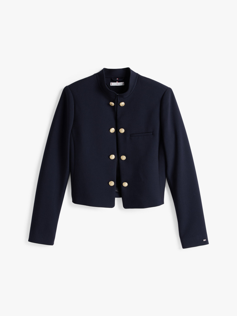 Μπλε Blazer Με Mandarin Γιακά Σε Στενή Γραμμή  Γυναίκες