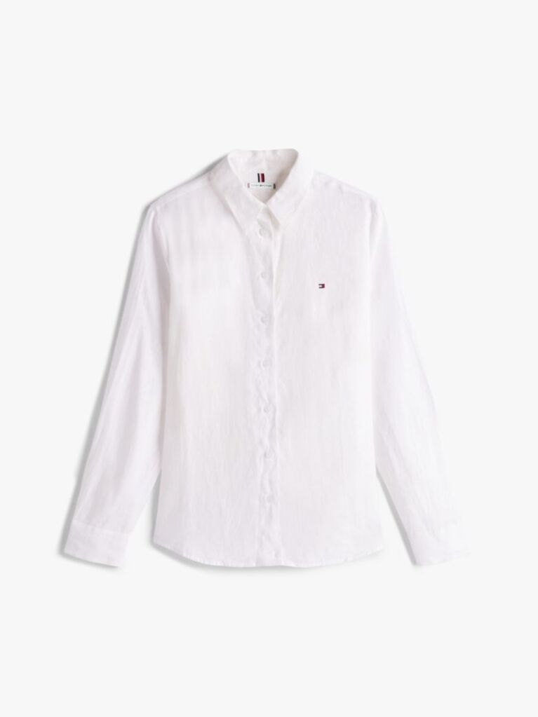 White Regular Fit Linen Shirt  Women
