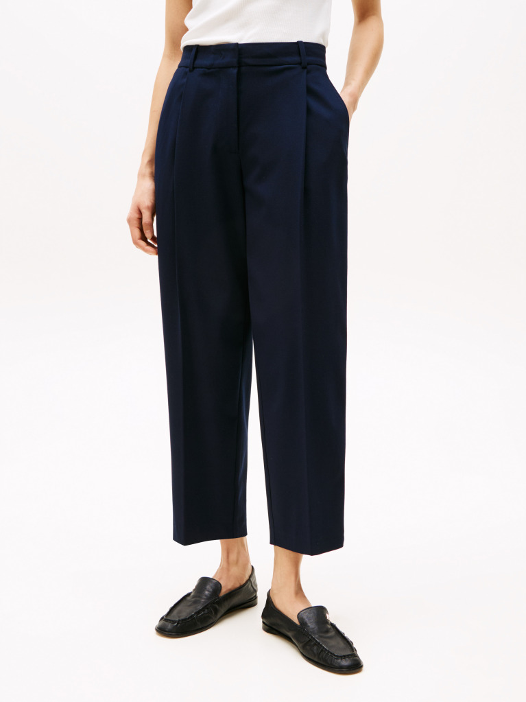 Μπλε Χαμηλόμεσο Cropped Παντελόνι Σε Tapered Γραμμή  Γυναίκες
