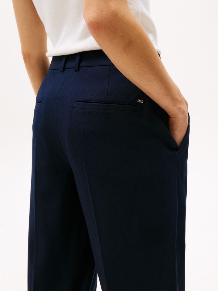 Μπλε Χαμηλόμεσο Cropped Παντελόνι Σε Tapered Γραμμή  Γυναίκες