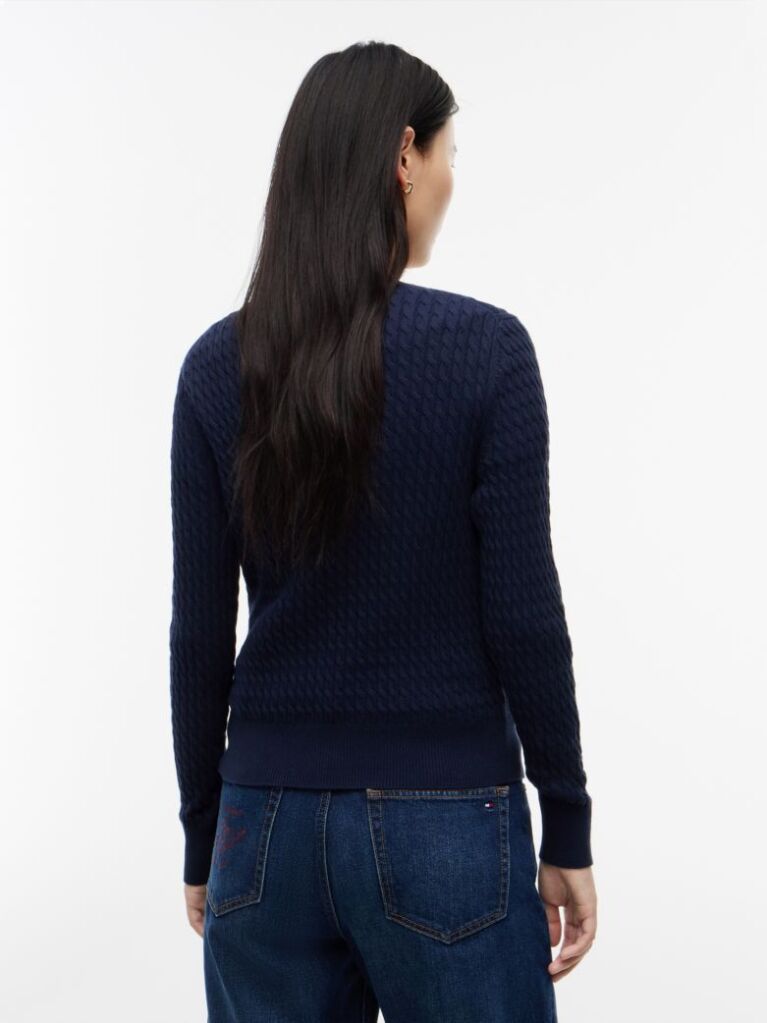 Blue Cable Knit V-Neck Jumper  Women