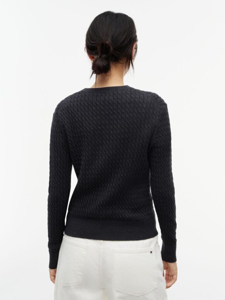 Grey Cable Knit V-Neck Jumper  Women