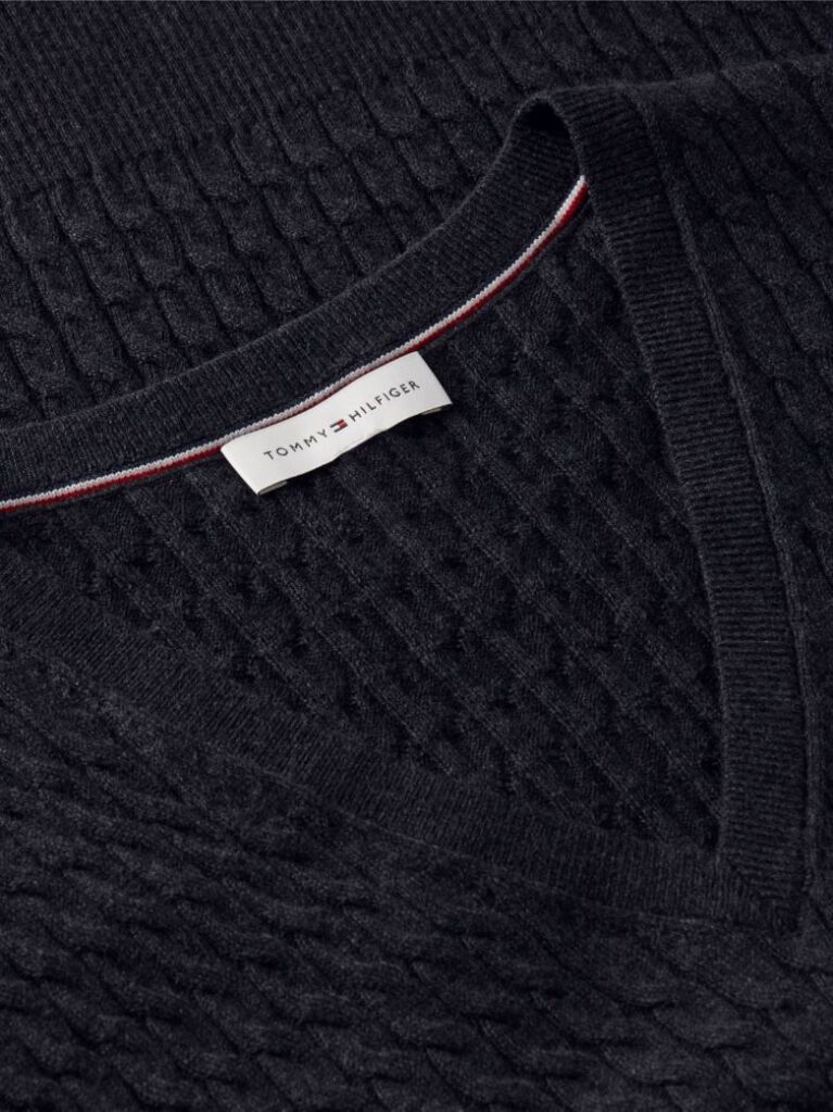 Grey Cable Knit V-Neck Jumper  Women