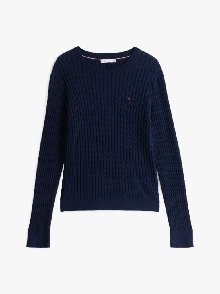 Blue Fine Cable Knit Jumper  Women