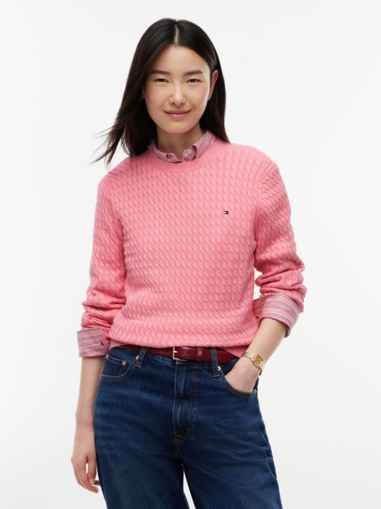 Pink Fine Cable Knit Jumper  Women