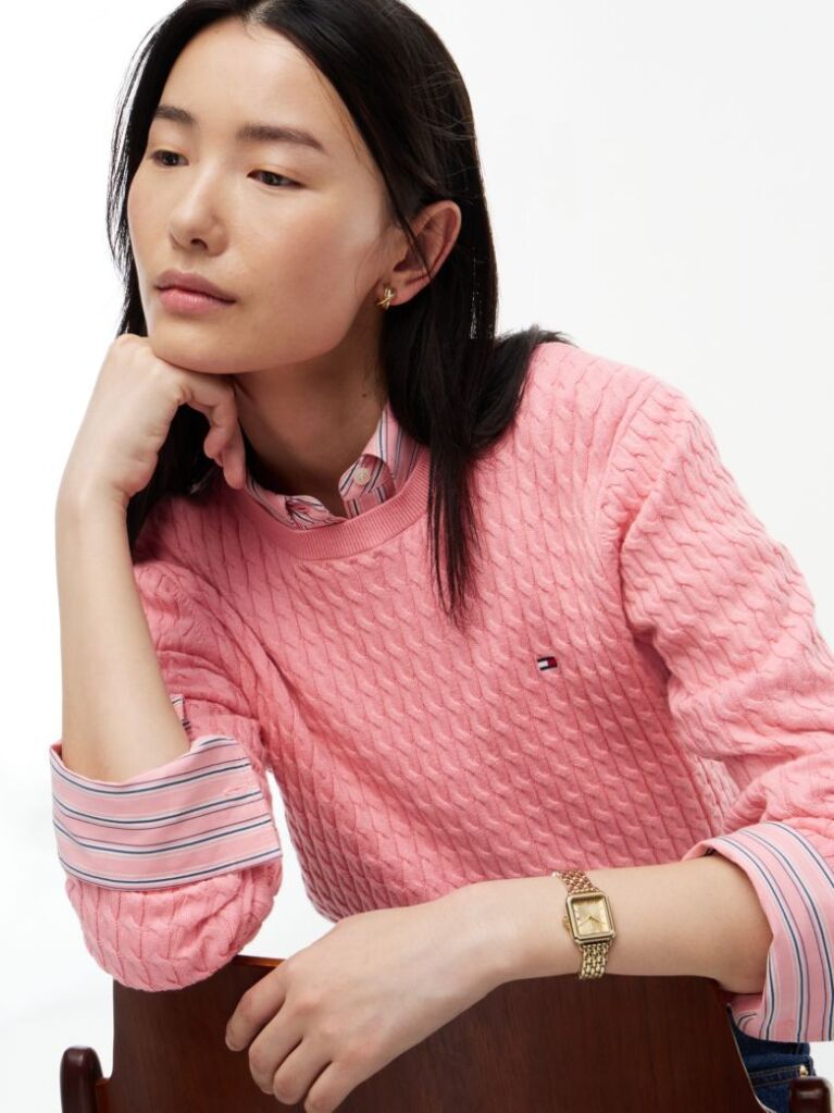 Pink Fine Cable Knit Jumper  Women