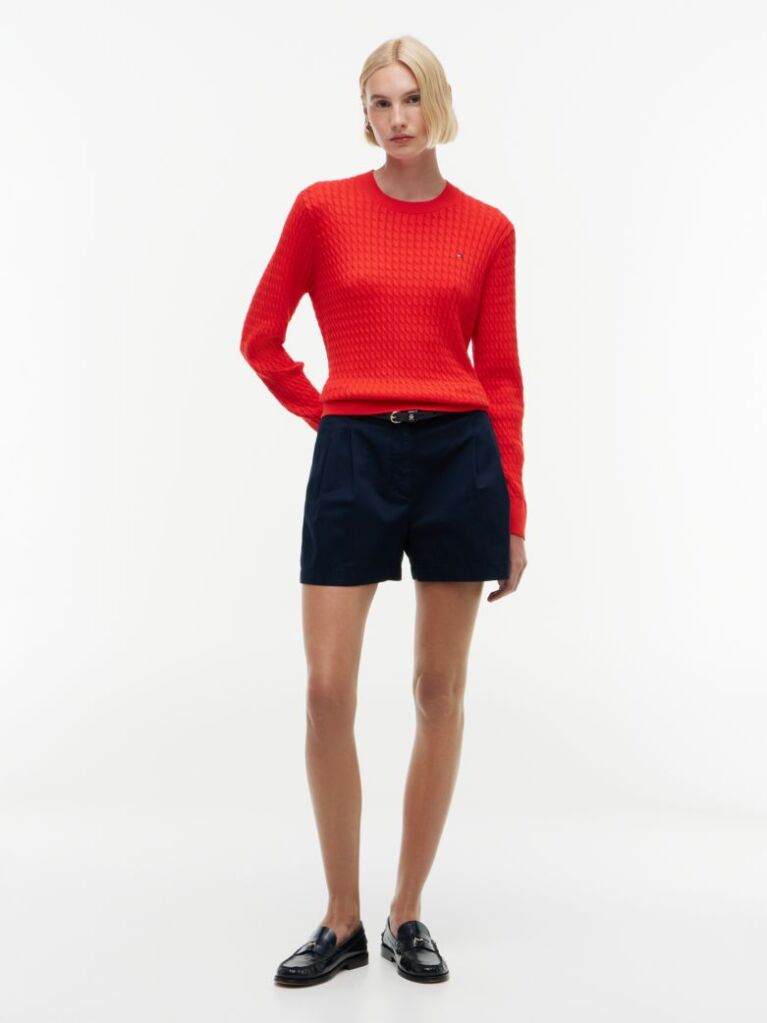 Red Fine Cable Knit Jumper  Women