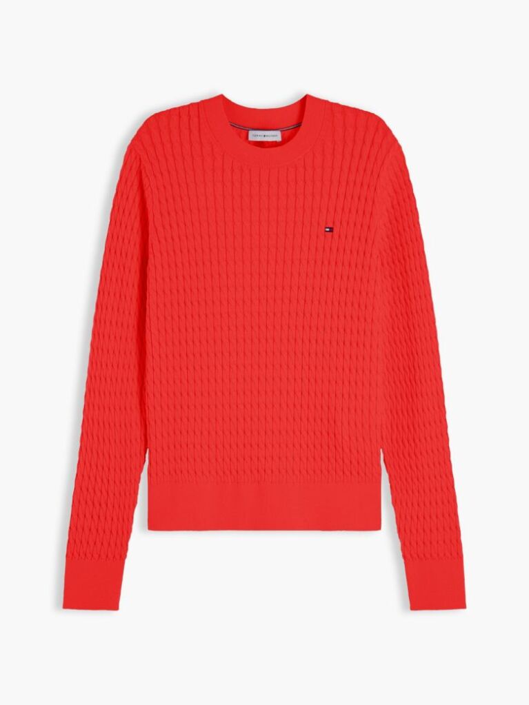 Red Fine Cable Knit Jumper  Women