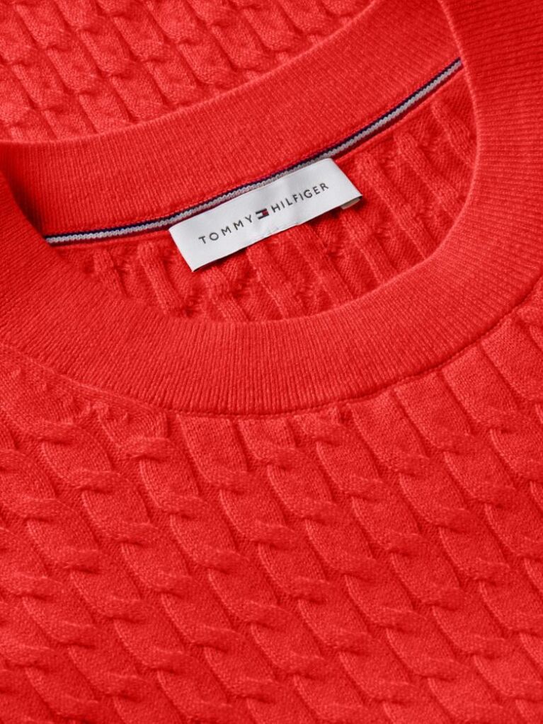Red Fine Cable Knit Jumper  Women