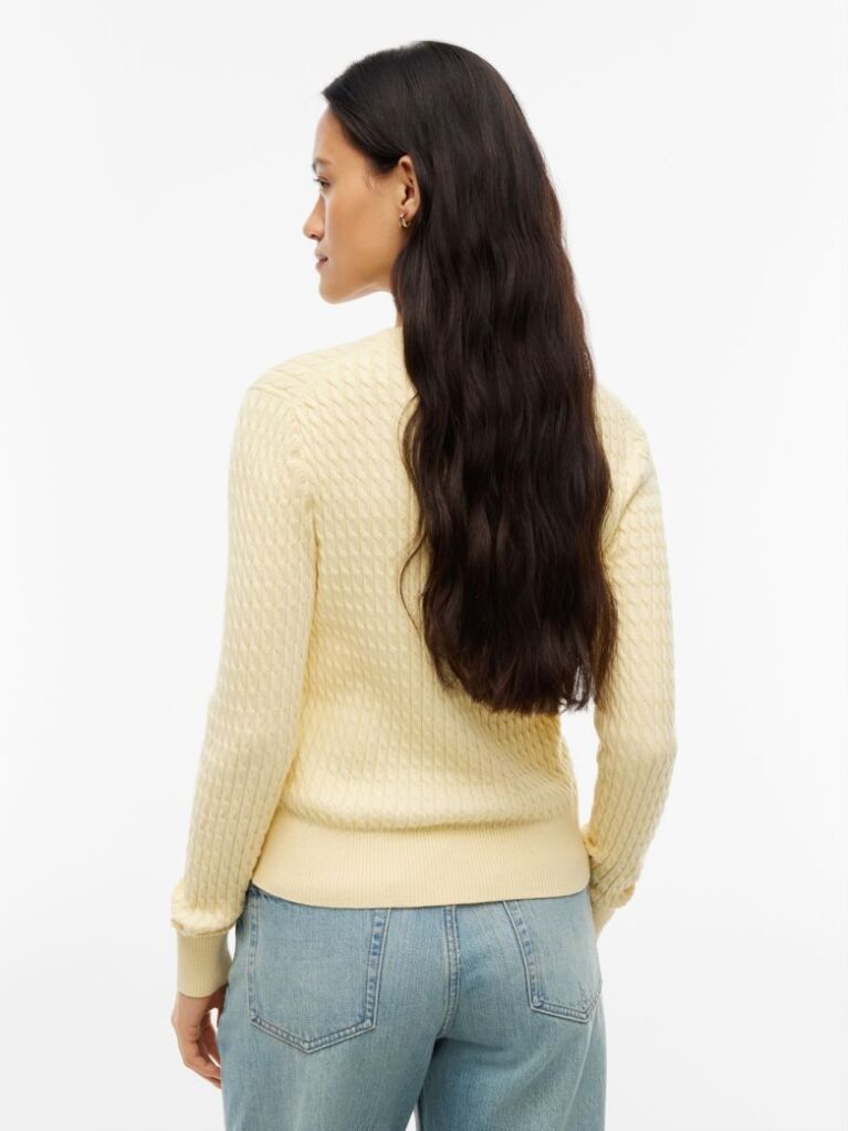 Yellow Fine Cable Knit Jumper  Women