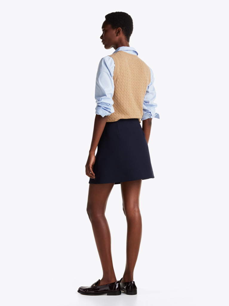 Blue Button Pocket Mini Skirt  Women