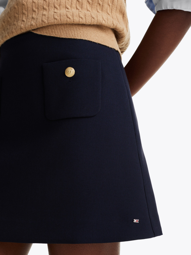 Blue Button Pocket Mini Skirt  Women