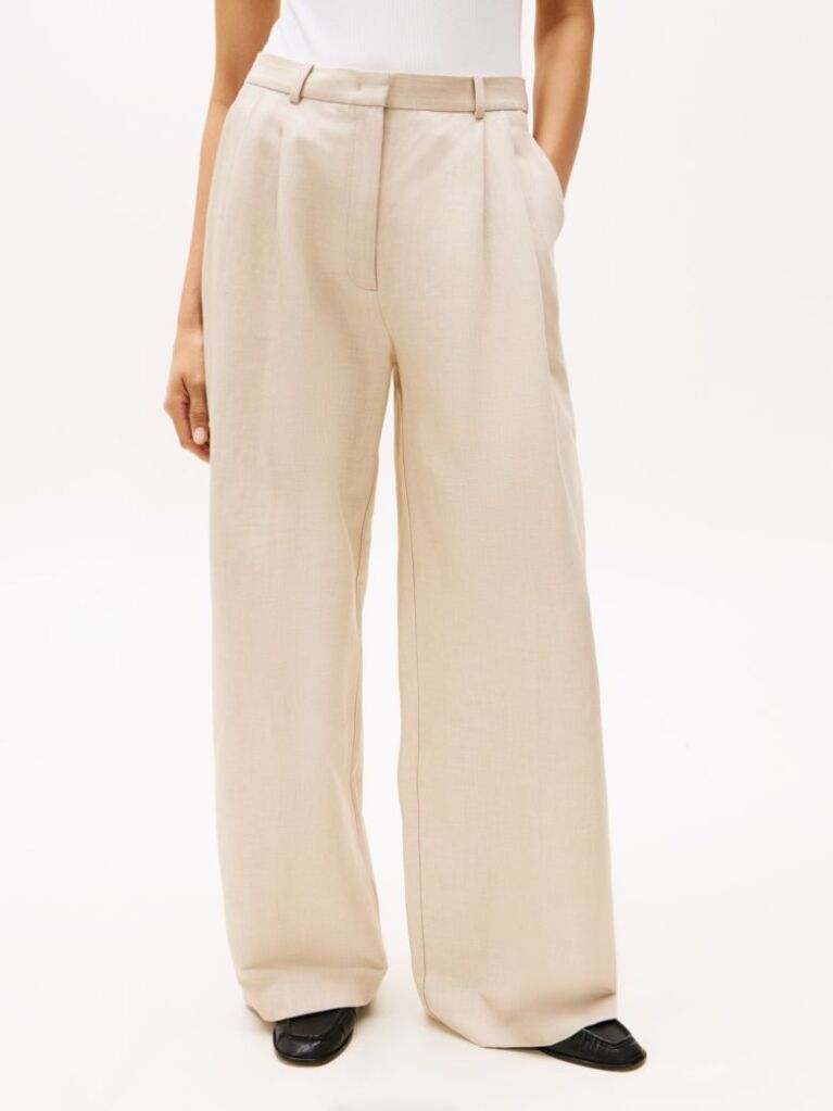 Beige Relaxed Straight Leg Pants  Women