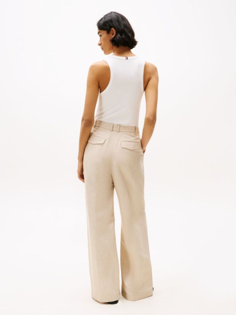 Beige Relaxed Straight Leg Pants  Women