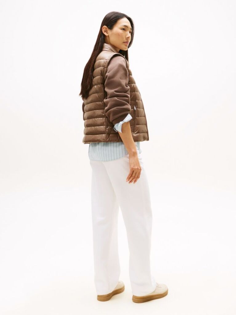 Brown Ultra Light Down Mock Neck Gilet  Women