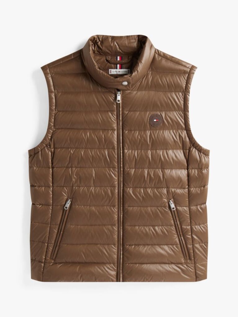 Brown Ultra Light Down Mock Neck Gilet  Women