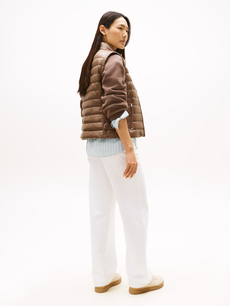 Brown Ultra Light Down Mock Neck Gilet  Women