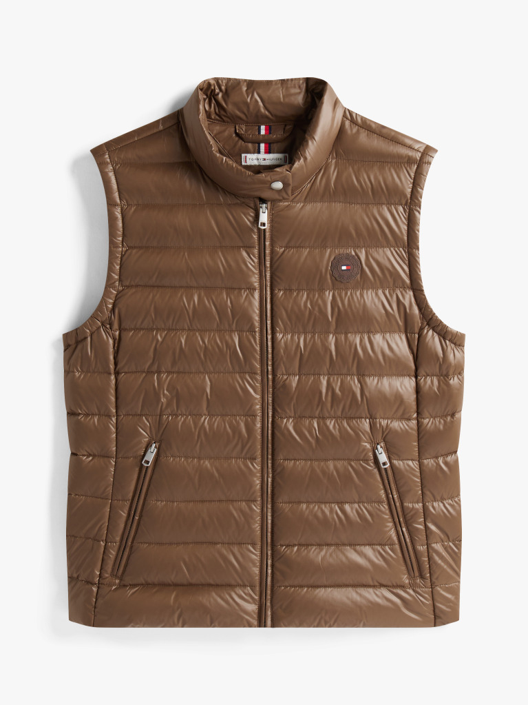 Brown Ultra Light Down Mock Neck Gilet  Women