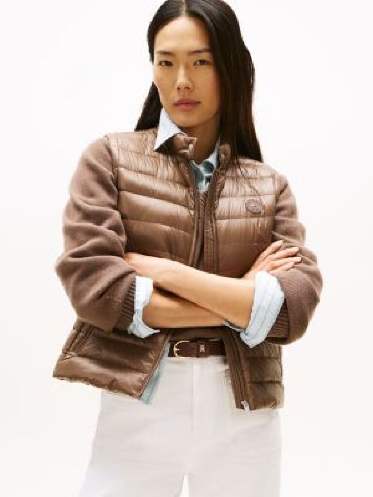 Brown Ultra Light Down Mock Neck Gilet  Women