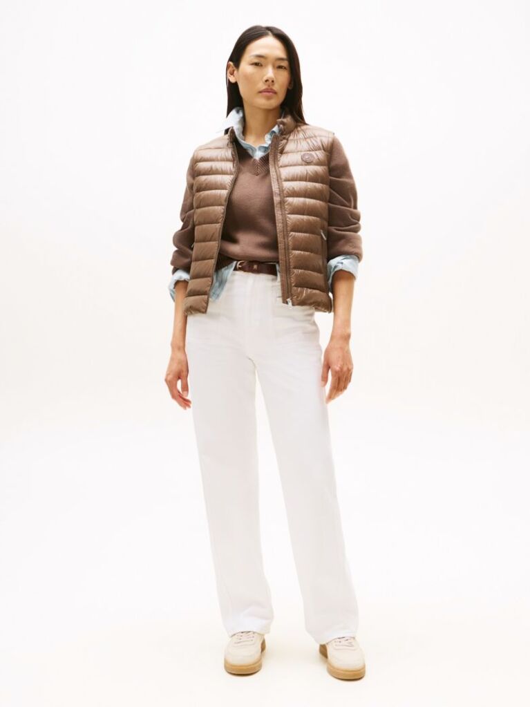Brown Ultra Light Down Mock Neck Gilet  Women