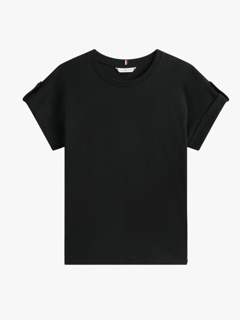 Black Gold Button Crew Neck T-Shirt  Women