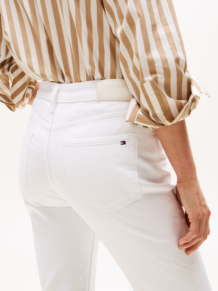 Άσπρο Denim Τζιν Παντελόνι Σε Slim Γραμμή  Γυναίκες